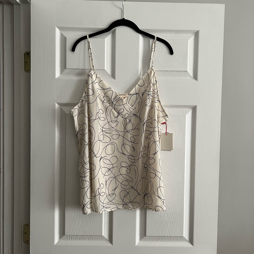 Open edit scribble print ivory tank size 2x